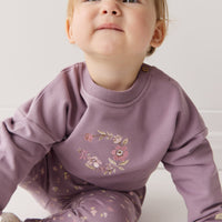 Organic Cotton Damien Sweatshirt - Vintage Violet Wreath Childrens Top from Jamie Kay Australia