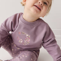 Organic Cotton Damien Sweatshirt - Vintage Violet Wreath Childrens Top from Jamie Kay Australia