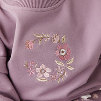 Organic Cotton Damien Sweatshirt - Vintage Violet Wreath Childrens Top from Jamie Kay Australia