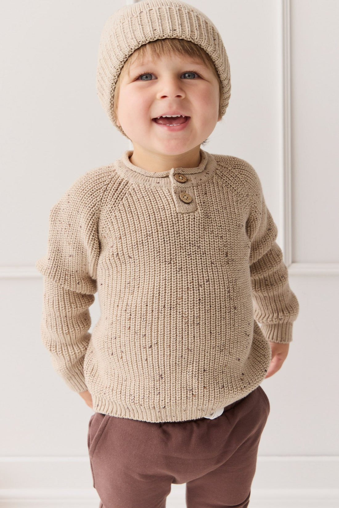 Sam Knitted Jumper - Malt Fleck Childrens Jumper from Jamie Kay Australia