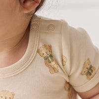 Organic Cotton Hudson Short Sleeve Bodysuit - Little Ted Childrens Bodysuit from Jamie Kay Australia