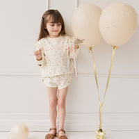 Organic Cotton Ivy Shortie - Simple Flowers Egret Childrens Short from Jamie Kay Australia