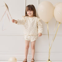 Organic Cotton Ivy Shortie - Simple Flowers Egret Childrens Short from Jamie Kay Australia