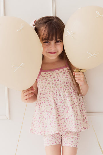 Organic Cotton Maple Singlet - Adaline Berries Ballet Pink Childrens Singlet from Jamie Kay Australia