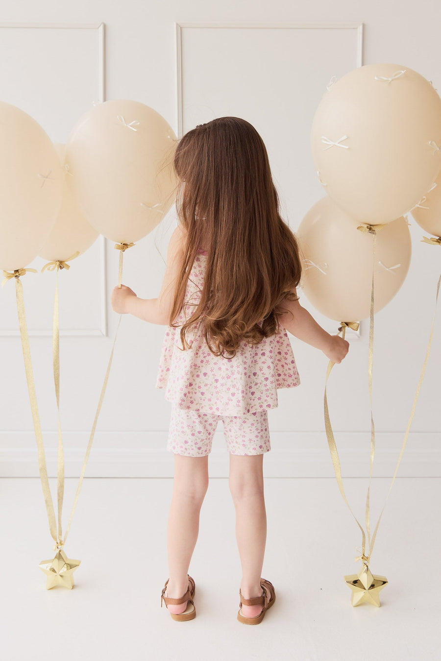 Organic Cotton Everyday Bike Short - Adaline Berries Ballet Pink Childrens Short from Jamie Kay Australia