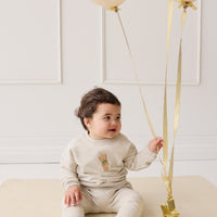 Organic Cotton Damien Sweatshirt - Oatmeal Marle Little Ted Childrens Top from Jamie Kay Australia