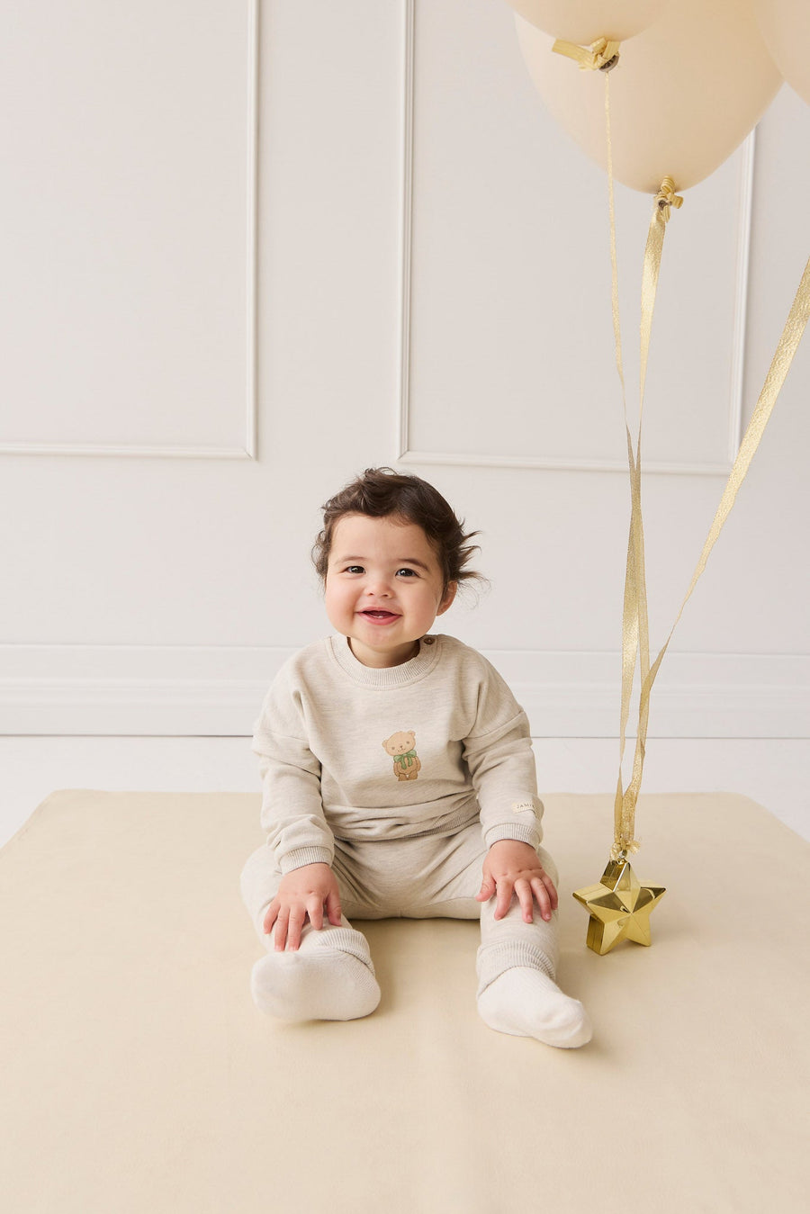 Organic Cotton Morgan Track Pant - Oatmeal Marle Childrens Pant from Jamie Kay Australia