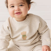 Organic Cotton Damien Sweatshirt - Oatmeal Marle Little Ted Childrens Top from Jamie Kay Australia