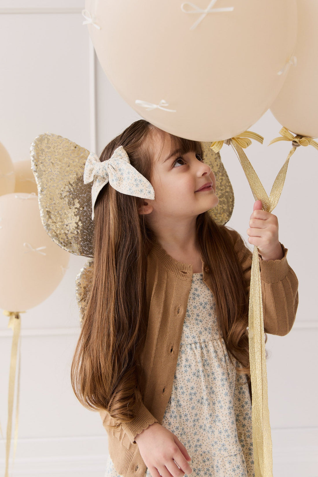 Organic Cotton Bow - Adnola Floral Childrens Hair Bow from Jamie Kay Australia