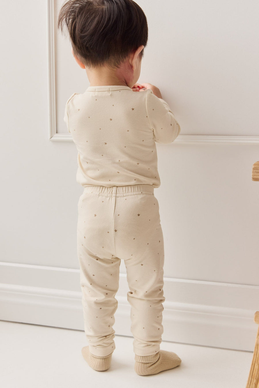 Organic Cotton Modal Long Sleeve Bodysuit - Milky Way Buff Childrens Bodysuit from Jamie Kay Australia