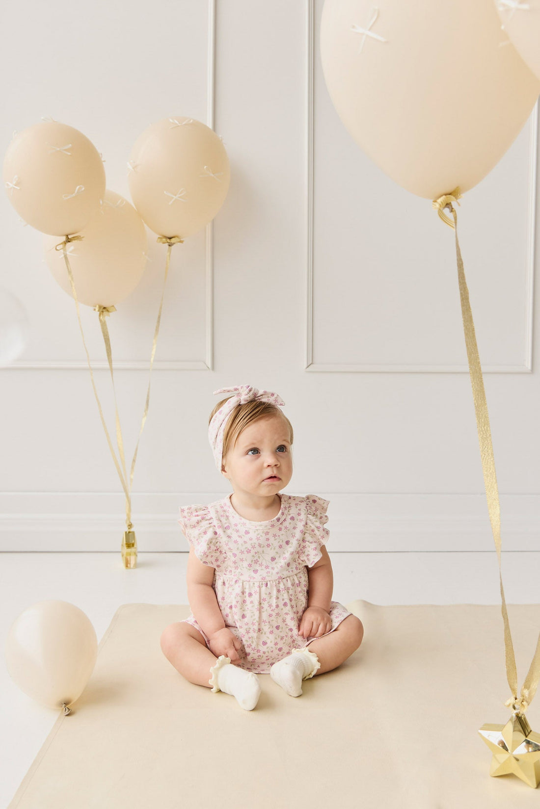 Organic Cotton Elianna Playsuit - Adaline Berries Ballet Pink Childrens Playsuit from Jamie Kay Australia