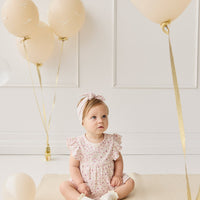 Organic Cotton Elianna Playsuit - Adaline Berries Ballet Pink Childrens Playsuit from Jamie Kay Australia