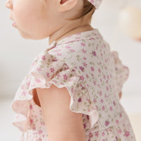 Organic Cotton Elianna Playsuit - Adaline Berries Ballet Pink Childrens Playsuit from Jamie Kay Australia