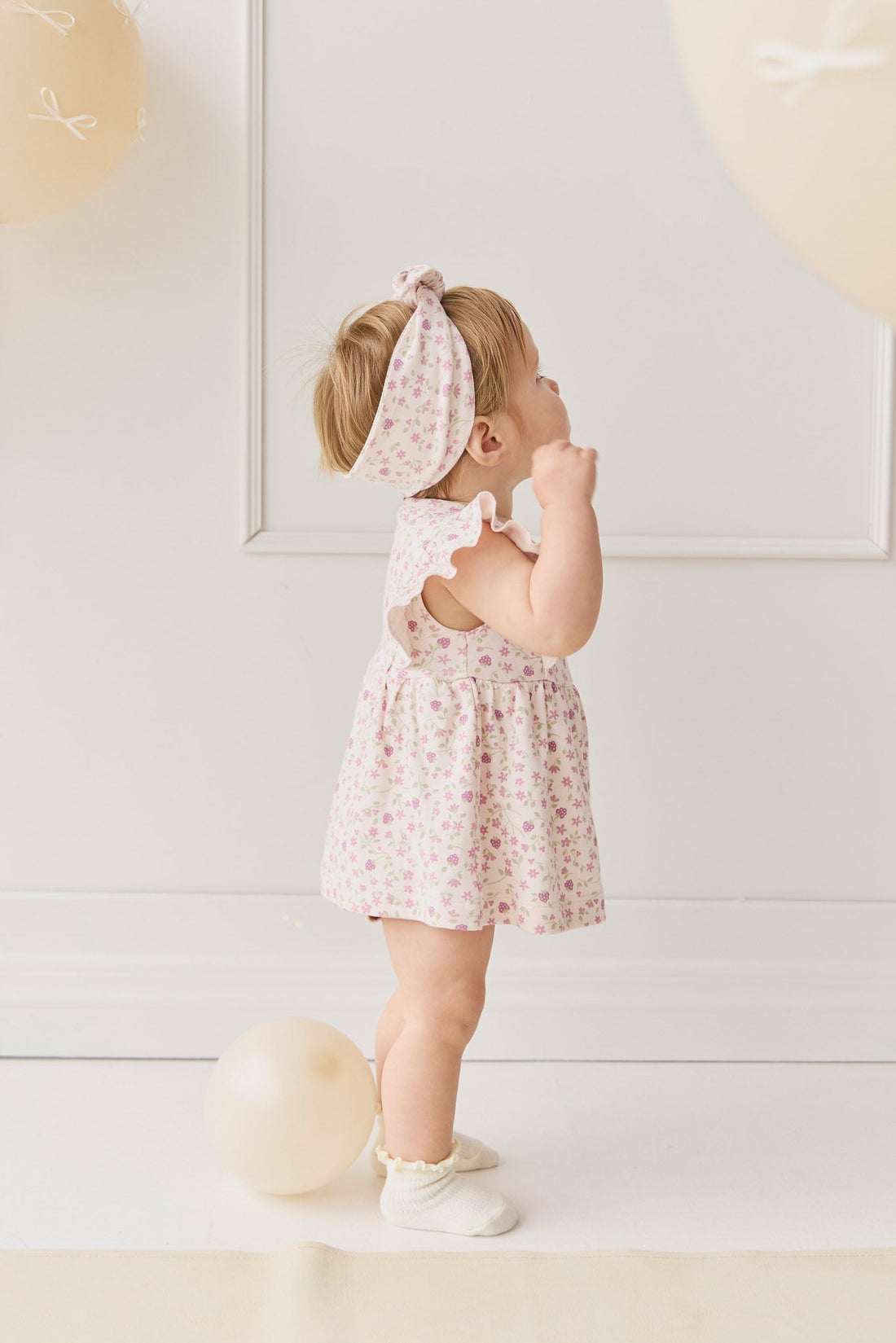 Organic Cotton Headband - Adaline Berries Ballet Pink Childrens Headband from Jamie Kay Australia