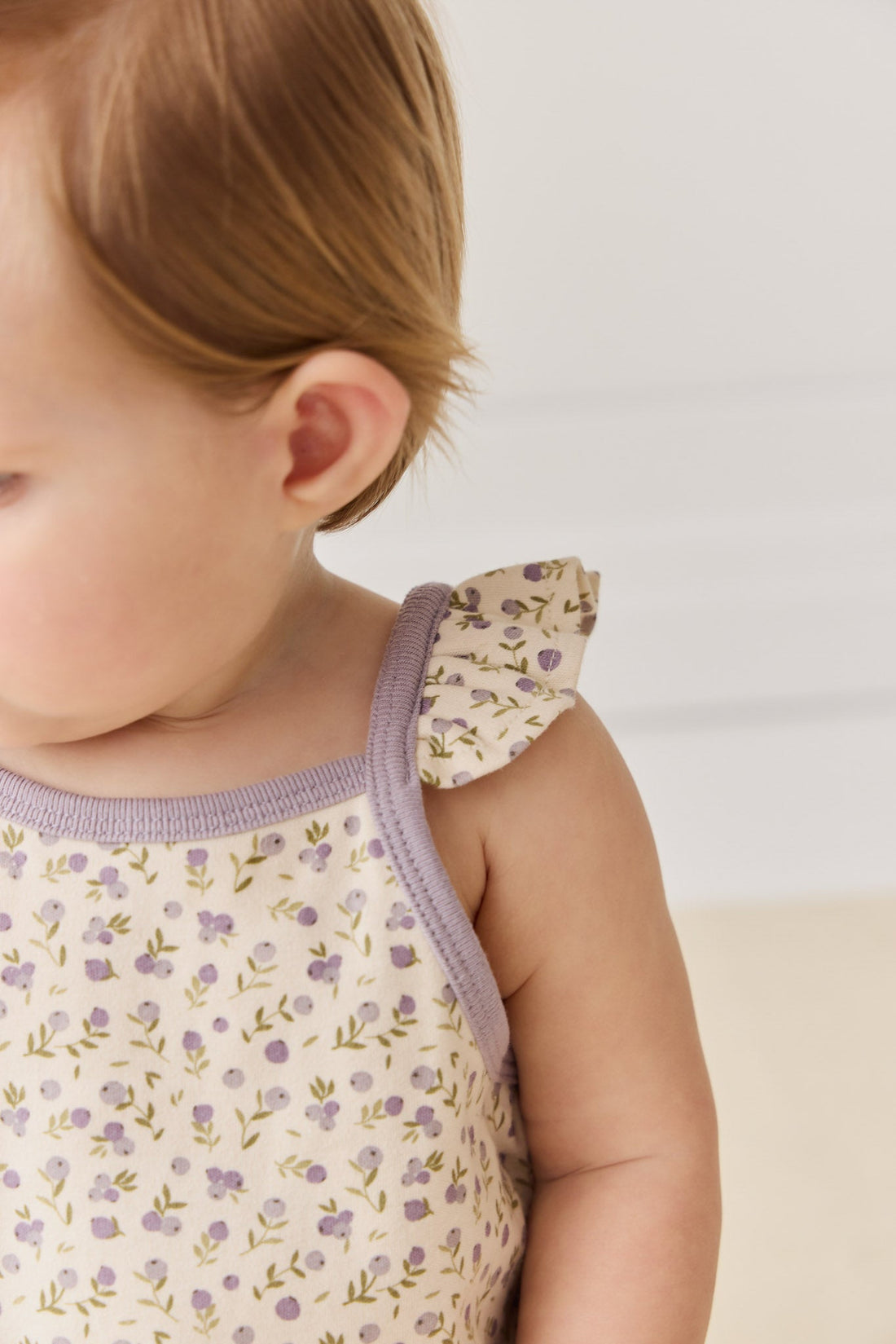 Organic Cotton Prarie Playsuit - Blueberry Field Raindrops Childrens Playsuit from Jamie Kay Australia