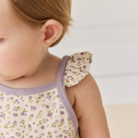 Organic Cotton Prarie Playsuit - Blueberry Field Raindrops Childrens Playsuit from Jamie Kay Australia