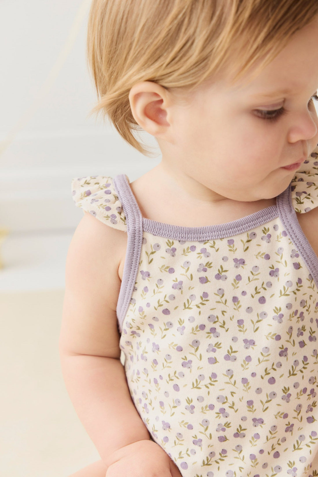 Organic Cotton Prarie Playsuit - Blueberry Field Raindrops Childrens Playsuit from Jamie Kay Australia