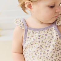 Organic Cotton Prarie Playsuit - Blueberry Field Raindrops Childrens Playsuit from Jamie Kay Australia