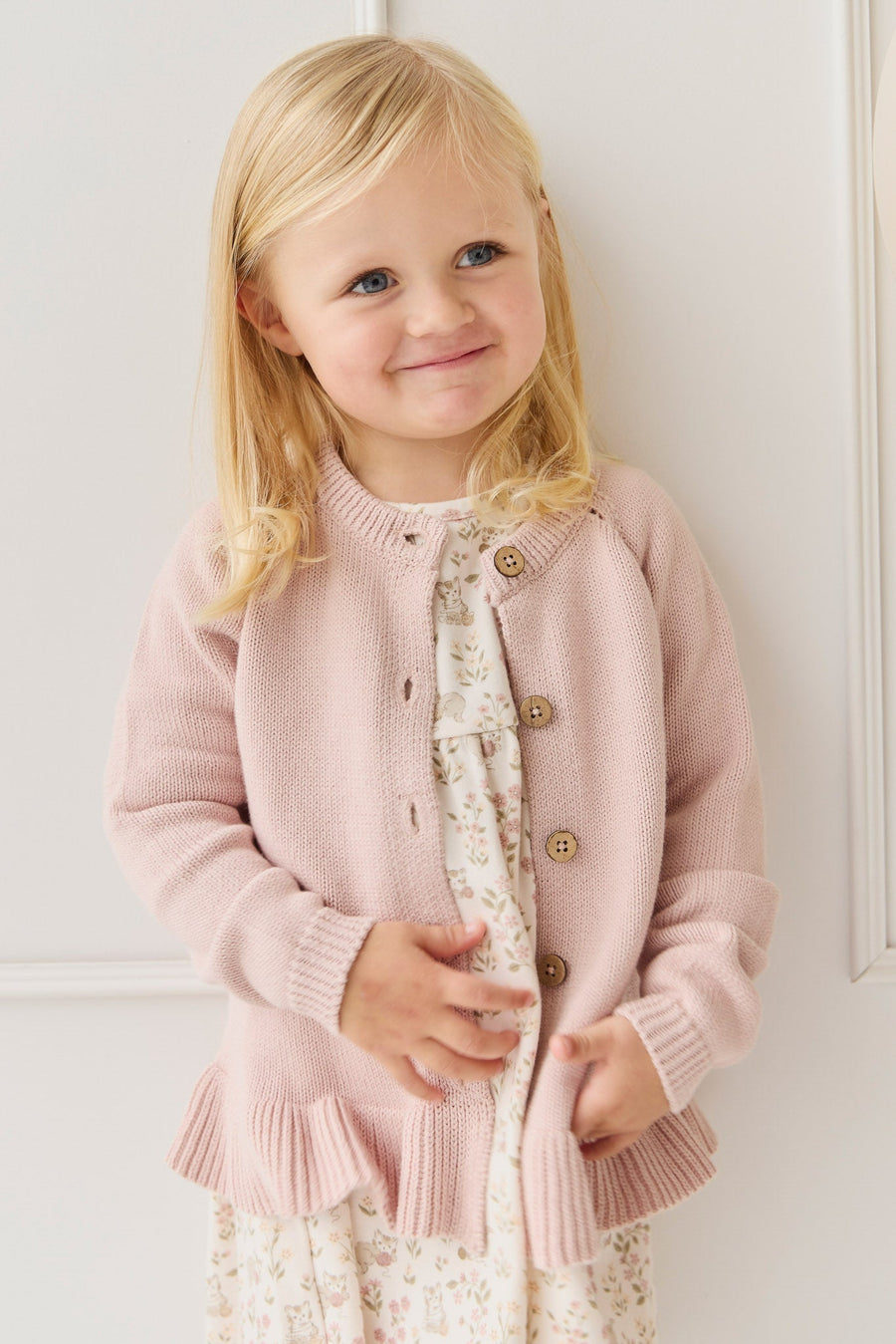 Ava Cardigan - Shell Pink Childrens Cardigan from Jamie Kay Australia