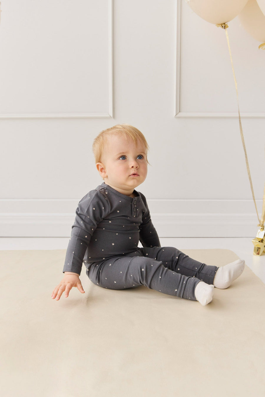 Organic Cotton Modal Long Sleeve Bodysuit - Milky Way Icelandic Childrens Bodysuit from Jamie Kay Australia