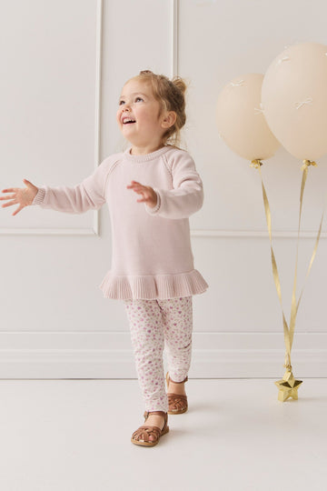 Organic Cotton Everyday Legging - Adaline Berries Ballet Pink Childrens Legging from Jamie Kay Australia