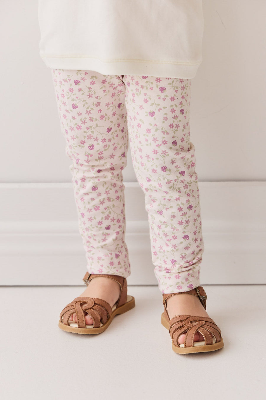 Organic Cotton Everyday Legging - Adaline Berries Ballet Pink Childrens Legging from Jamie Kay Australia