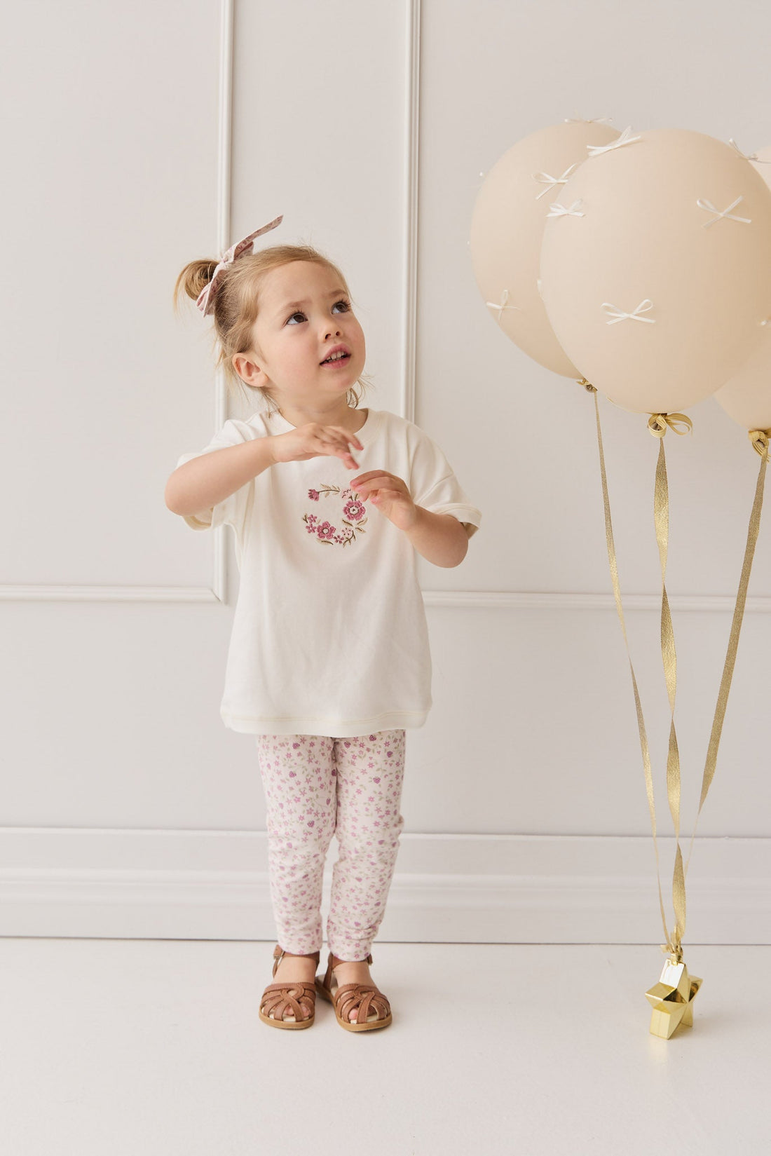 Organic Cotton Everyday Legging - Adaline Berries Ballet Pink Childrens Legging from Jamie Kay Australia