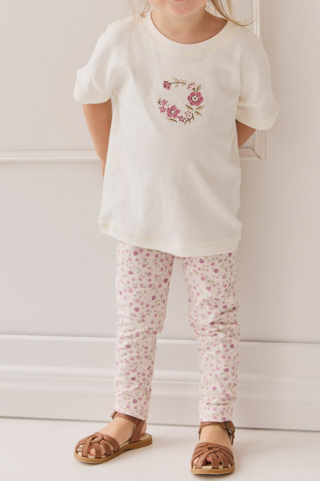 Organic Cotton Everyday Legging - Adaline Berries Ballet Pink Childrens Legging from Jamie Kay Australia