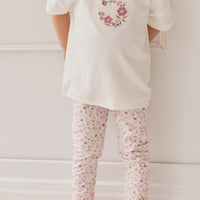 Organic Cotton Everyday Legging - Adaline Berries Ballet Pink Childrens Legging from Jamie Kay Australia