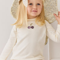 Pima Cotton Vinny Long Sleeve Top - Egret Cherry Love Lilac Childrens Top from Jamie Kay Australia