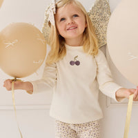 Pima Cotton Vinny Long Sleeve Top - Egret Cherry Love Lilac Childrens Top from Jamie Kay Australia