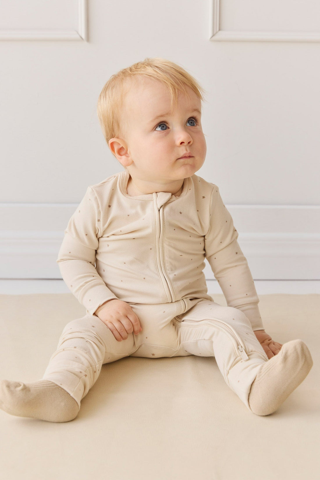 Organic Cotton Modal Frankie Onepiece - Milky Way Buff Childrens Onepiece from Jamie Kay Australia