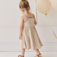 Organic Cotton Samantha Dress - Blueberry Field Raindrops Childrens Dress from Jamie Kay Australia