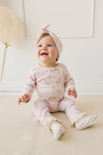 Organic Cotton Long Sleeve Bodysuit - Sweet Pea Floral Childrens Bodysuit from Jamie Kay Australia