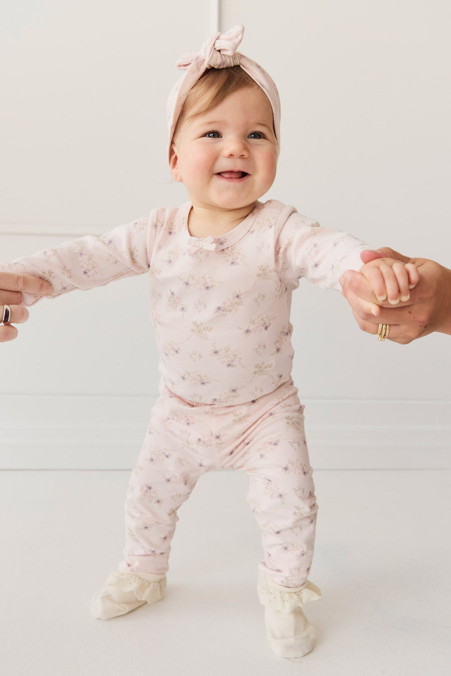 Organic Cotton Long Sleeve Bodysuit - Sweet Pea Floral Childrens Bodysuit from Jamie Kay Australia