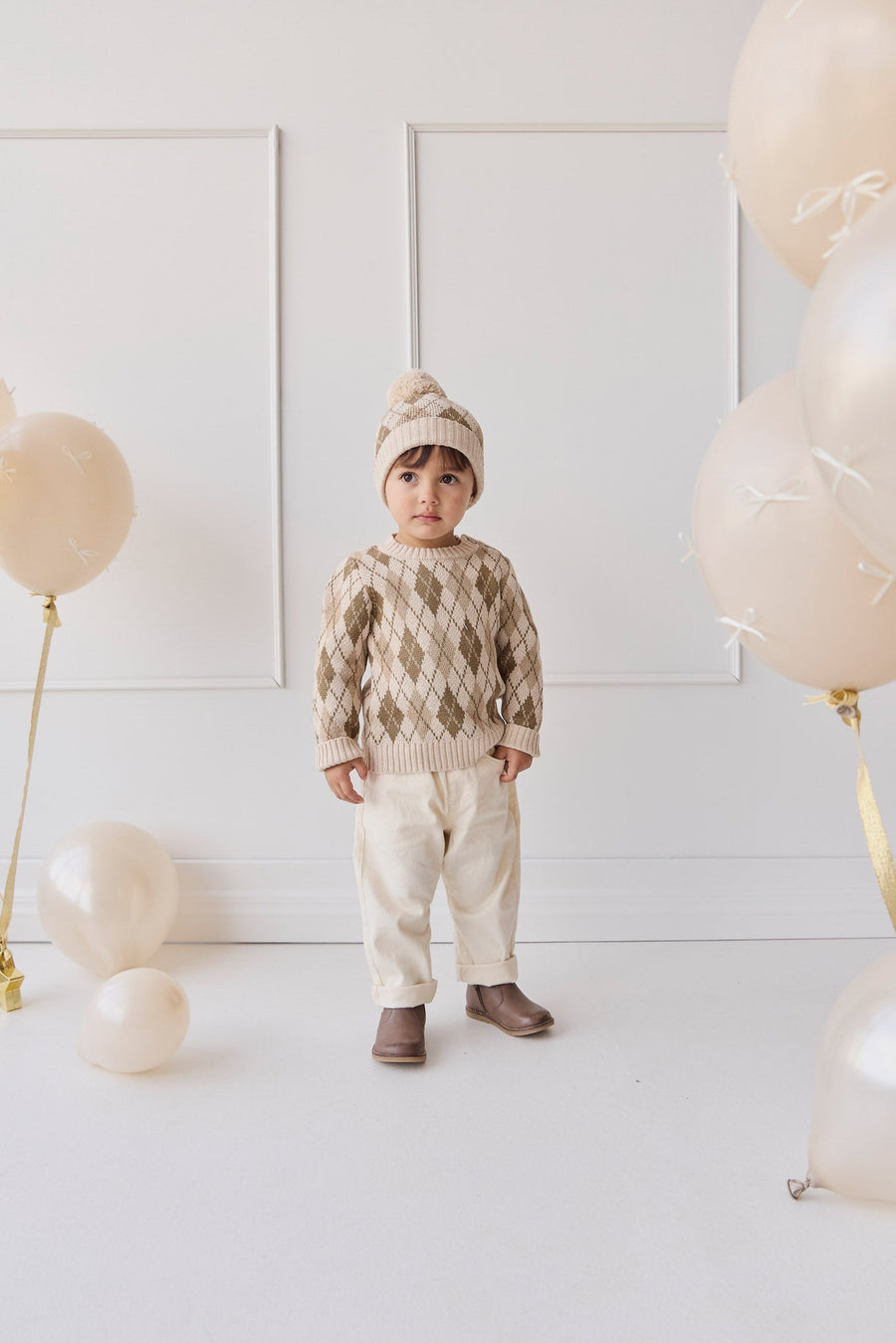 Enzo Jumper - Enzo Jacquard Oatmeal Marle Childrens Jumper from Jamie Kay Australia