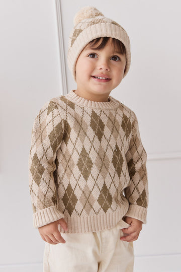 Enzo Jumper - Enzo Jacquard Oatmeal Marle Childrens Jumper from Jamie Kay Australia