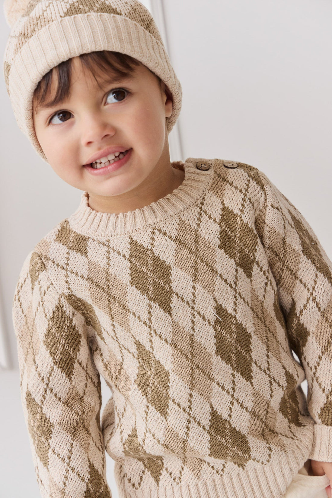 Enzo Jumper - Enzo Jacquard Oatmeal Marle Childrens Jumper from Jamie Kay Australia