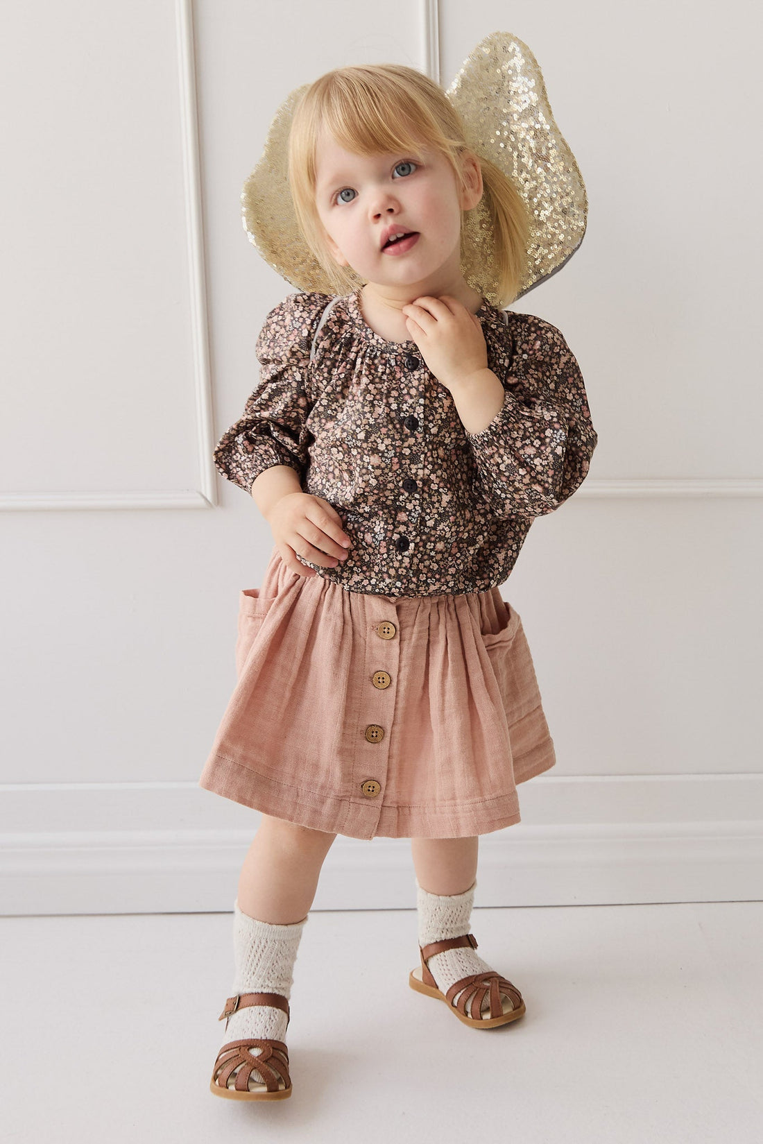 Organic Cotton Heather Blouse - Winter Moonless Night Childrens Top from Jamie Kay Australia