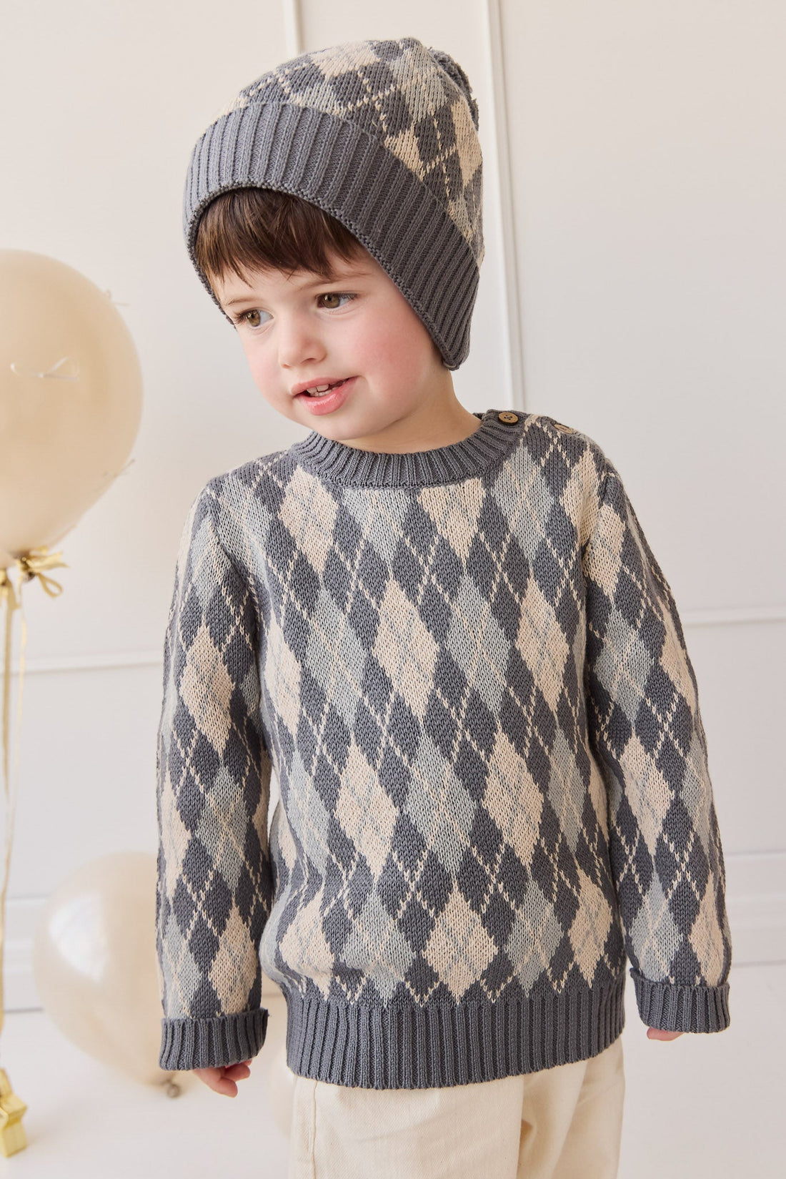 Enzo Jumper - Enzo Jacquard - Lava Smoke Childrens Jumper from Jamie Kay Australia