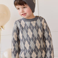 Enzo Jumper - Enzo Jacquard - Lava Smoke Childrens Jumper from Jamie Kay Australia