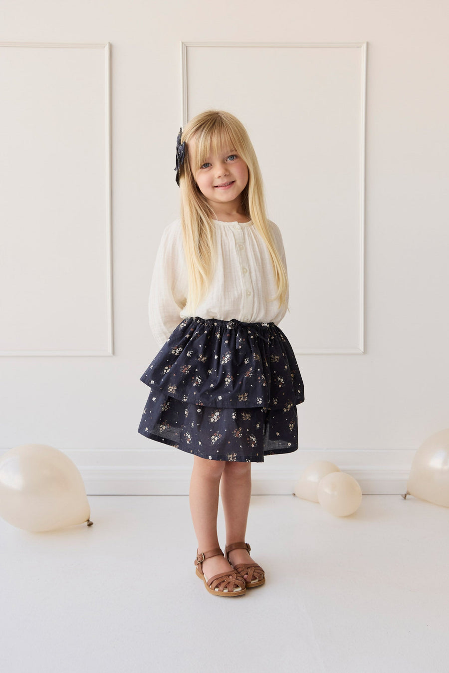 Organic Cotton Muslin Heather Blouse - Parchment Childrens Top from Jamie Kay Australia