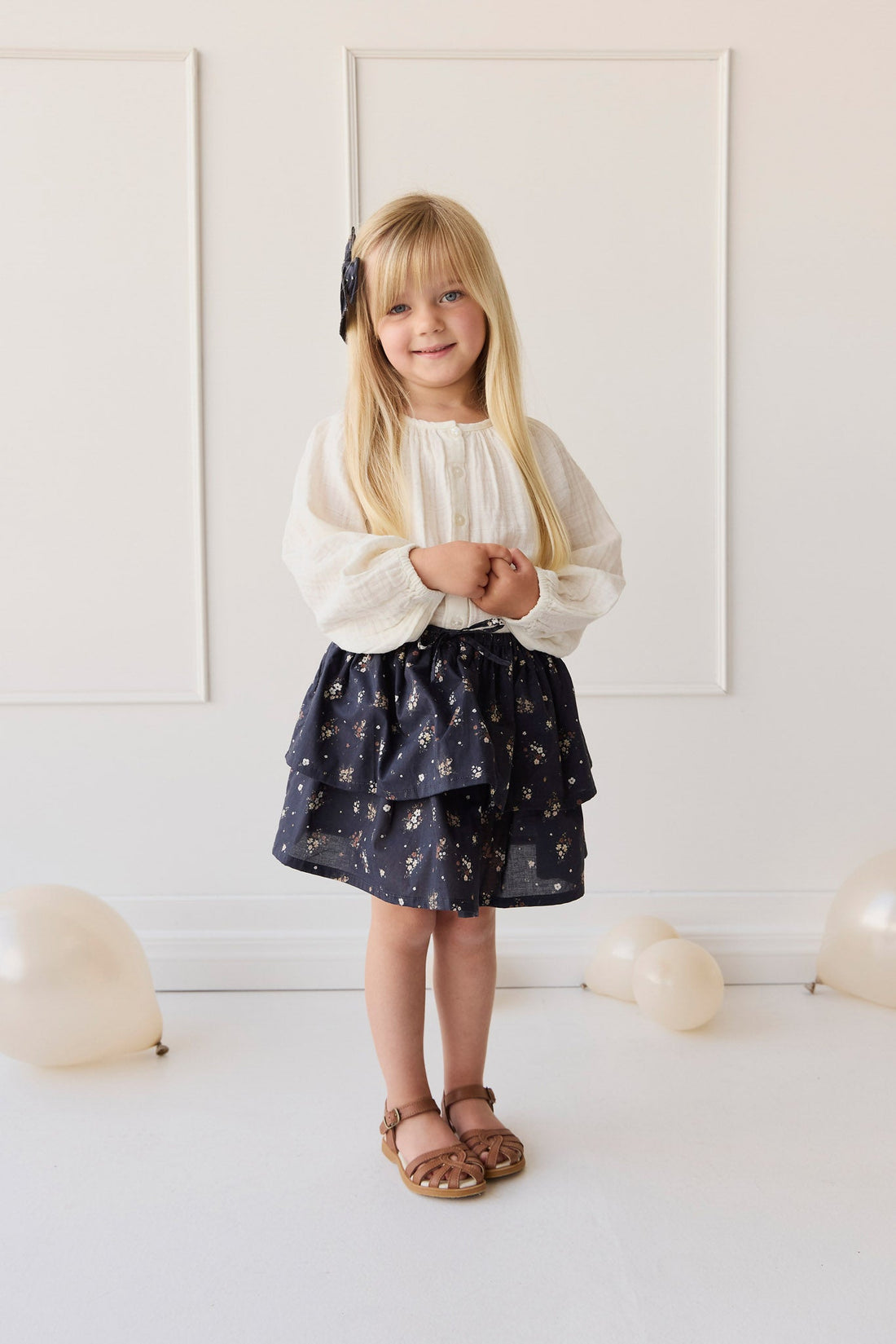 Organic Cotton Muslin Heather Blouse - Parchment Childrens Top from Jamie Kay Australia