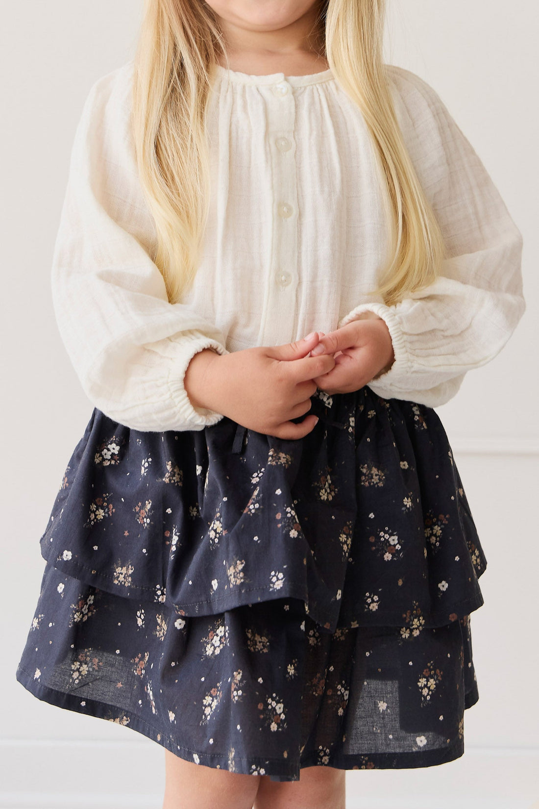 Organic Cotton Muslin Heather Blouse - Parchment Childrens Top from Jamie Kay Australia