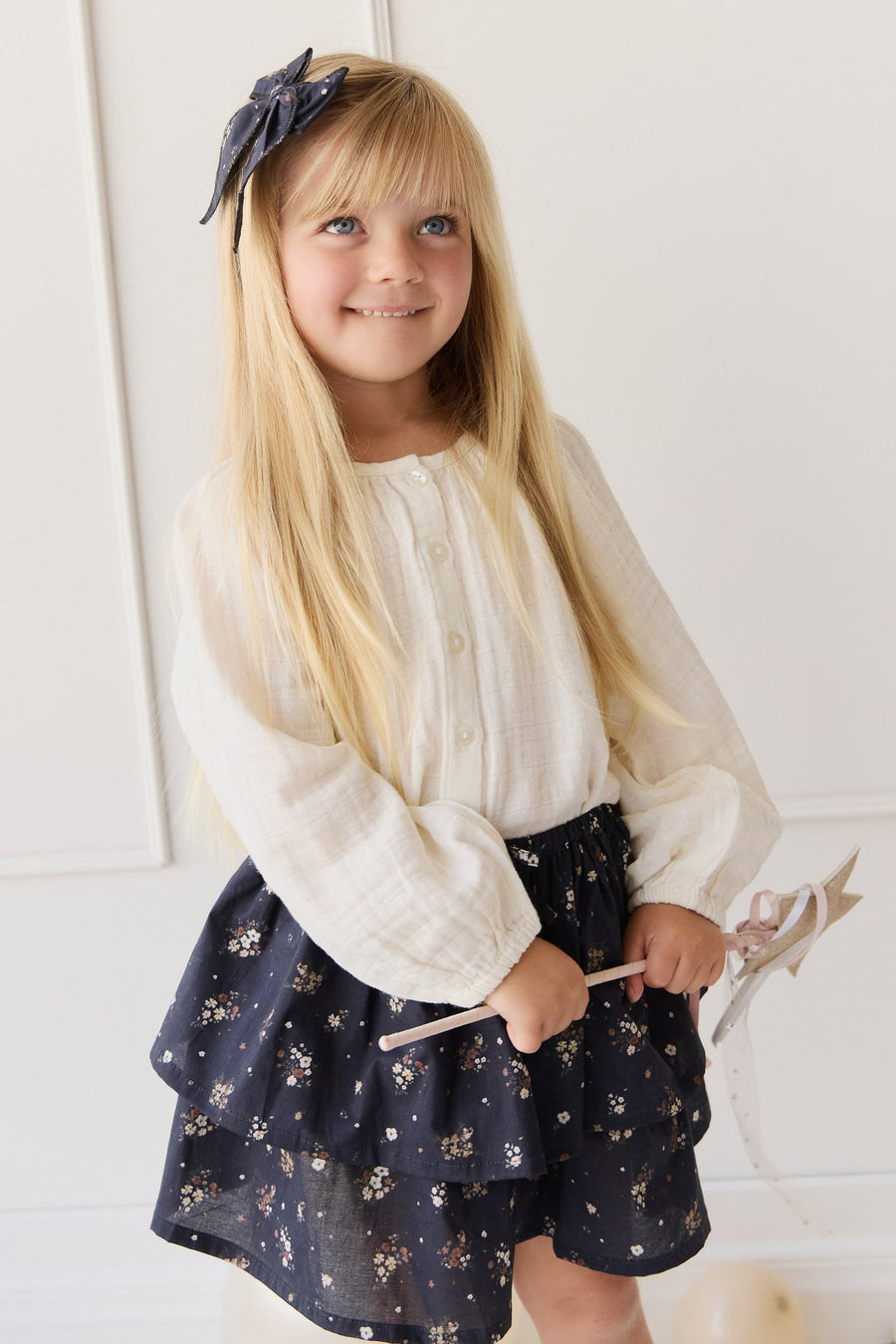 Organic Cotton Muslin Heather Blouse - Parchment Childrens Top from Jamie Kay Australia