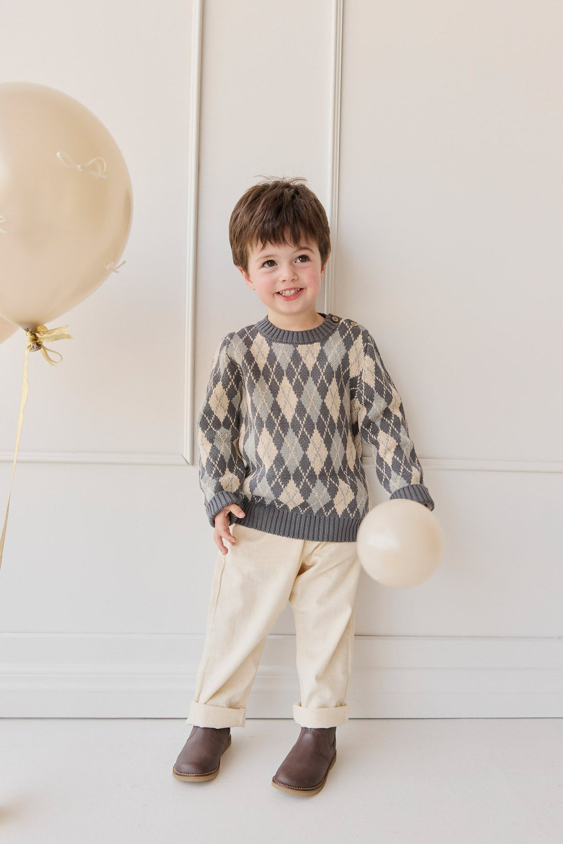 Enzo Jumper - Enzo Jacquard - Lava Smoke Childrens Jumper from Jamie Kay Australia