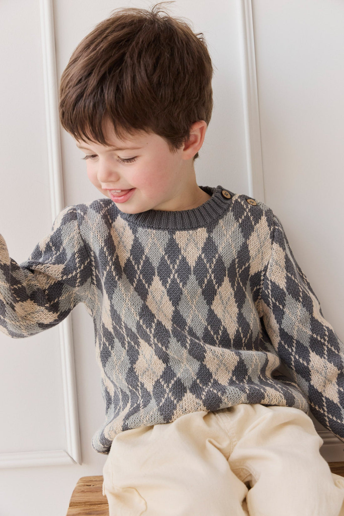 Enzo Jumper - Enzo Jacquard - Lava Smoke Childrens Jumper from Jamie Kay Australia