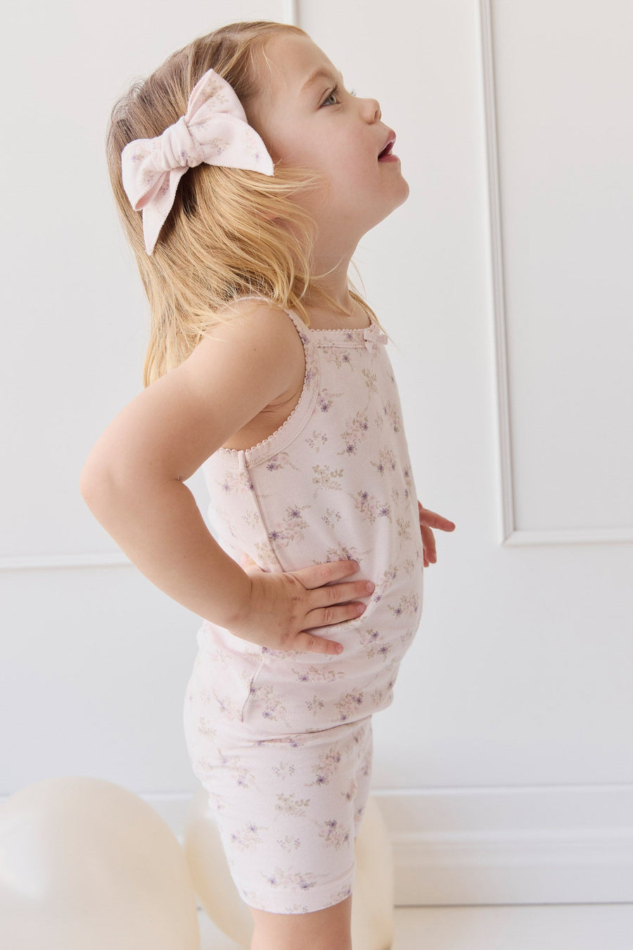 Organic Cotton Singlet - Sweet Pea Floral Childrens Singlet from Jamie Kay Australia