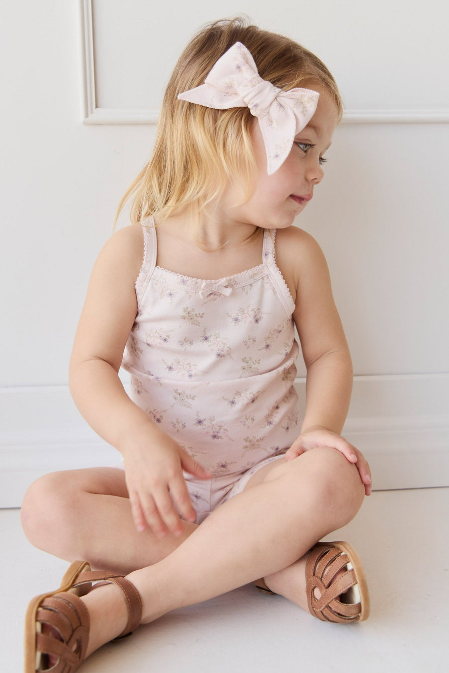 Organic Cotton Singlet - Sweet Pea Floral Childrens Singlet from Jamie Kay Australia