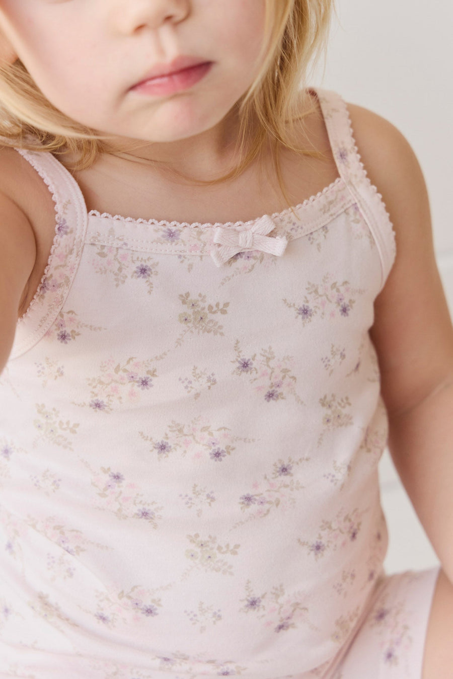 Organic Cotton Singlet - Sweet Pea Floral Childrens Singlet from Jamie Kay Australia